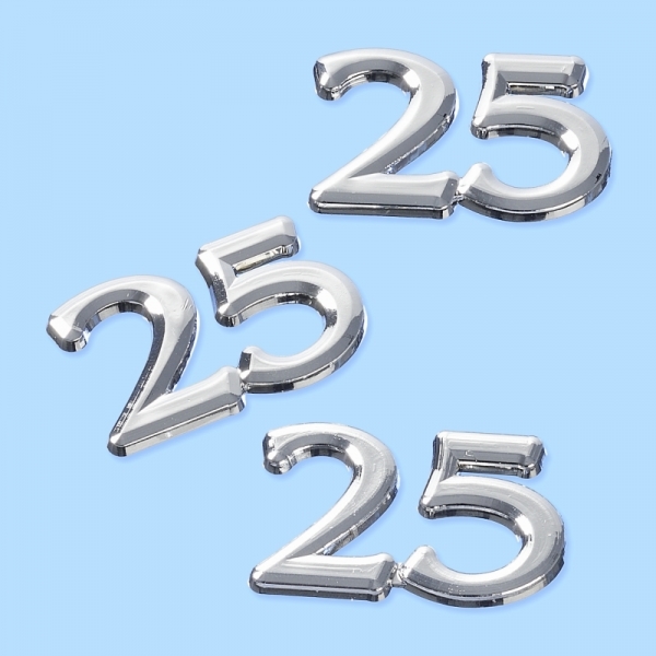 Streuteile "25" - silber - ca. 1,5cm - SB 4 Stück